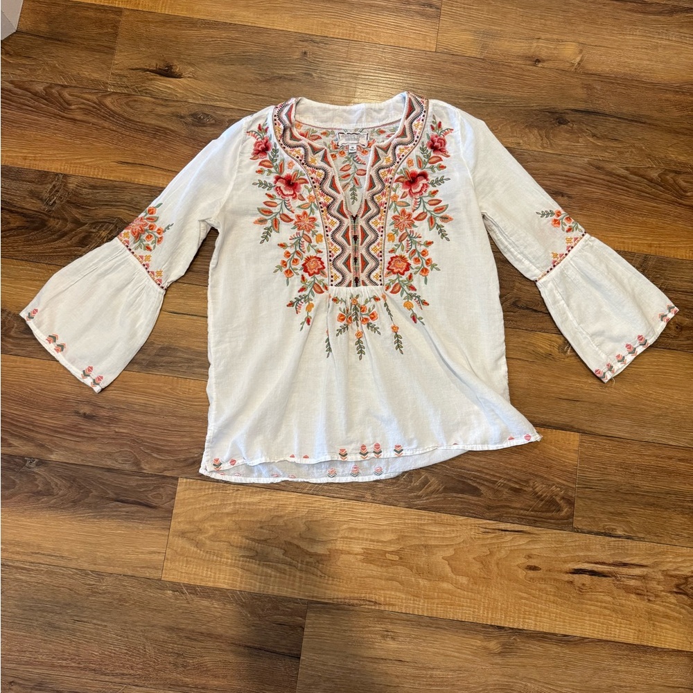 Johnny Was Embroidered Floral Top